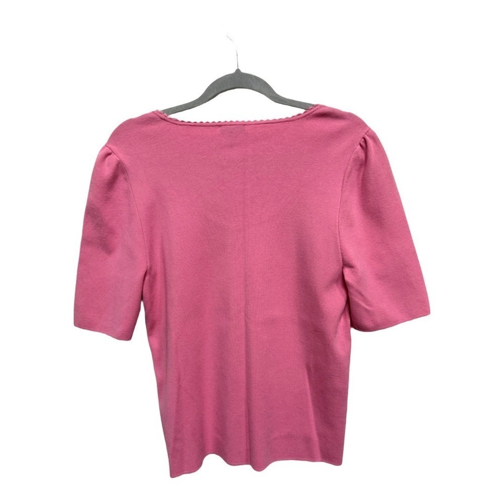 Talbots Puff Sleeve Short Sleeve Pink Sweater Size Large Scoop neck Preppy - Picture 3 of 6